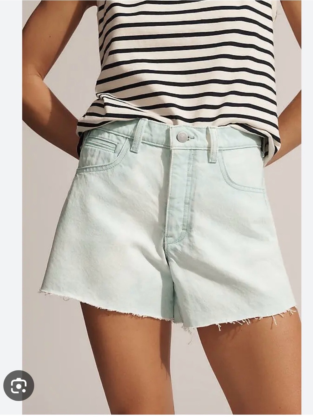 Anthropologie Pilcro Devon Denim Shorts Mint Green Cotton raw cutoff hem 31 NEW